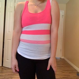 Pink and white striped tank